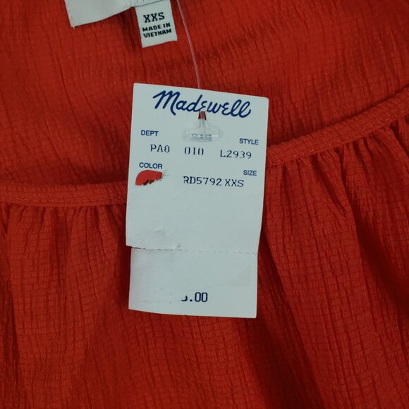 Madewell Texture & Thread XXS Red NWT Womens Blouse Top Spring Summer Fall - Picture 4 of 12